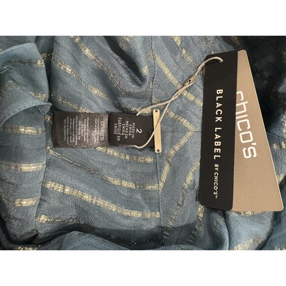 Chicos Black Label Silk Blend Metallic Stripe Top Size 2 - Picture 5 of 12